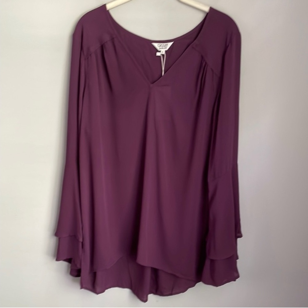New Crosby Purple Abby Tunic Bell Sleeve Size XL